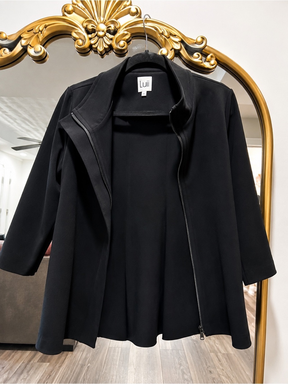 Anthropologie Luii Black Zip-Front Lightweight Blazer Jacket